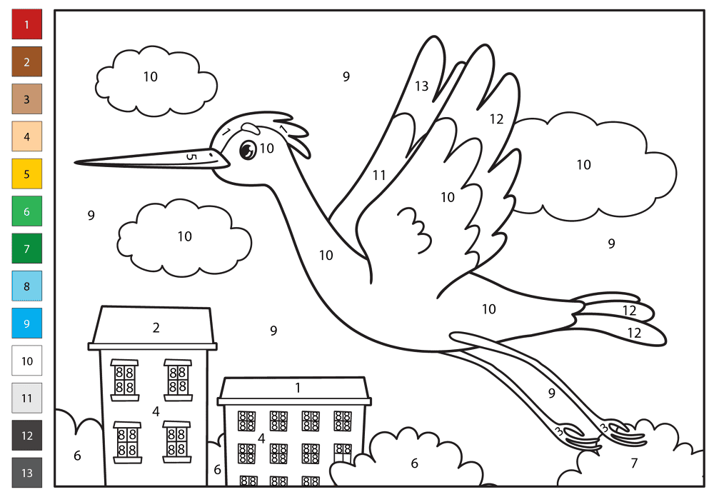 Crane Color By Number Coloring Page Md Coloring Page — Free Printable — free printable coloring page